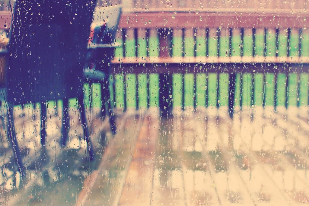 Rain running down a window
